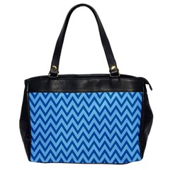 Blue Chevron Background Abstract Pattern Oversize Office Handbag by Wegoenart