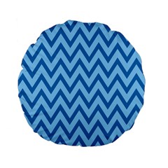 Blue Chevron Background Abstract Pattern Standard 15  Premium Flano Round Cushions