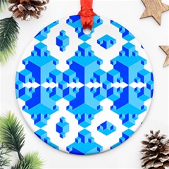 Blue Background Cubes Abstract Wallpapers Ornament (round) by Wegoenart