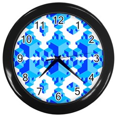 Blue Background Cubes Abstract Wallpapers Wall Clock (black) by Wegoenart