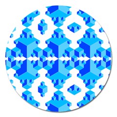 Blue Background Cubes Abstract Wallpapers Magnet 5  (round) by Wegoenart