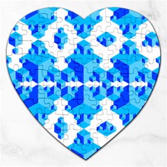 Blue Background Cubes Abstract Wallpapers Jigsaw Puzzle (heart) by Wegoenart