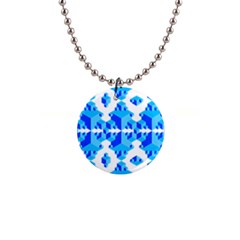 Blue Background Cubes Abstract Wallpapers 1  Button Necklace