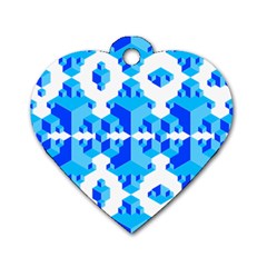 Blue Background Cubes Abstract Wallpapers Dog Tag Heart (one Side) by Wegoenart