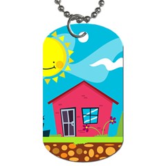 Kawaii Caricature Sun Nature City Dog Tag (one Side) by Wegoenart