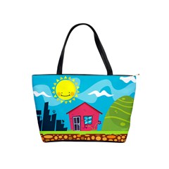 Kawaii Caricature Sun Nature City Classic Shoulder Handbag by Wegoenart