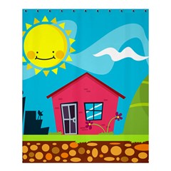 Kawaii Caricature Sun Nature City Shower Curtain 60  X 72  (medium)  by Wegoenart