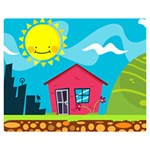 Kawaii Caricature Sun Nature City Double Sided Flano Blanket (Medium)  60 x50  Blanket Front