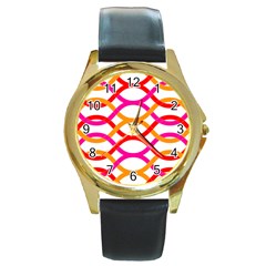 Art Background Abstract Round Gold Metal Watch by Wegoenart