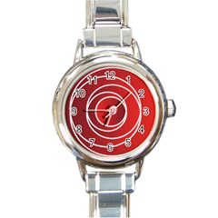 Background Circles Red Round Italian Charm Watch by Wegoenart