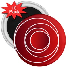 Background Circles Red 3  Magnets (10 Pack)  by Wegoenart