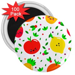 Pattern Fruit Fruits Orange Green 3  Magnets (100 Pack) by Wegoenart