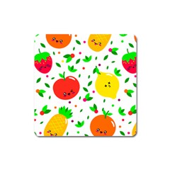 Pattern Fruit Fruits Orange Green Square Magnet by Wegoenart