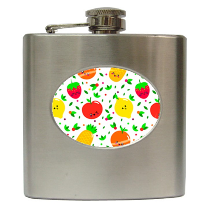 Pattern Fruit Fruits Orange Green Hip Flask (6 oz)