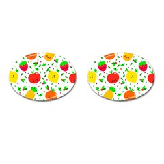 Pattern Fruit Fruits Orange Green Cufflinks (oval) by Wegoenart