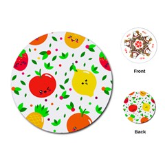 Pattern Fruit Fruits Orange Green Playing Cards (round)