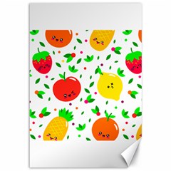 Pattern Fruit Fruits Orange Green Canvas 12  X 18  by Wegoenart