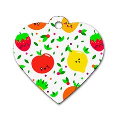 Pattern Fruit Fruits Orange Green Dog Tag Heart (two Sides) by Wegoenart