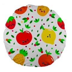 Pattern Fruit Fruits Orange Green Large 18  Premium Flano Round Cushions