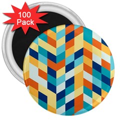 Geometric Retro Wallpaper 3  Magnets (100 Pack) by Wegoenart