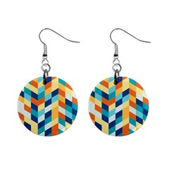 Geometric Retro Wallpaper Mini Button Earrings by Wegoenart