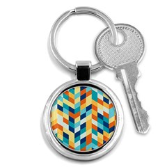 Geometric Retro Wallpaper Key Chains (round)  by Wegoenart