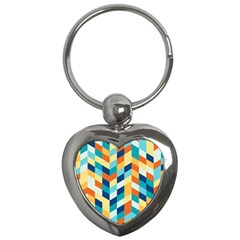 Geometric Retro Wallpaper Key Chains (heart)  by Wegoenart