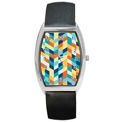 Geometric Retro Wallpaper Barrel Style Metal Watch by Wegoenart