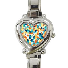 Geometric Retro Wallpaper Heart Italian Charm Watch by Wegoenart