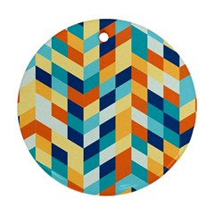 Geometric Retro Wallpaper Round Ornament (two Sides) by Wegoenart