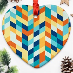 Geometric Retro Wallpaper Heart Ornament (two Sides) by Wegoenart