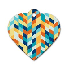 Geometric Retro Wallpaper Dog Tag Heart (two Sides) by Wegoenart