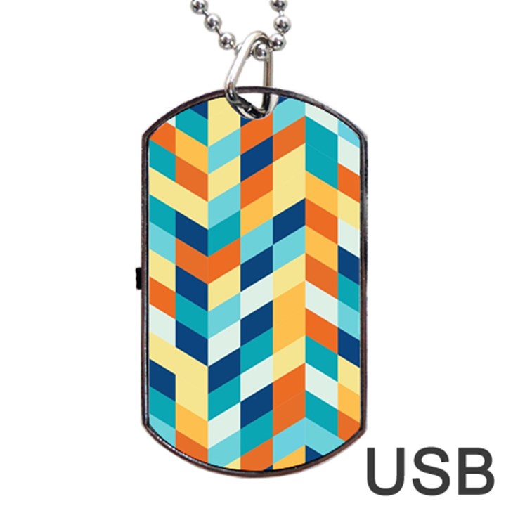 Geometric Retro Wallpaper Dog Tag USB Flash (One Side)