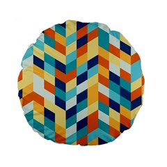 Geometric Retro Wallpaper Standard 15  Premium Flano Round Cushions by Wegoenart