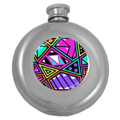 Background Abstract Pattern Round Hip Flask (5 Oz) by Wegoenart