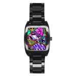 Background Abstract Pattern Stainless Steel Barrel Watch Front