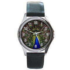 Peacock Bird Plumage Display Full Round Metal Watch by Wegoenart