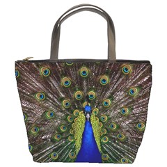 Peacock Bird Plumage Display Full Bucket Bag by Wegoenart