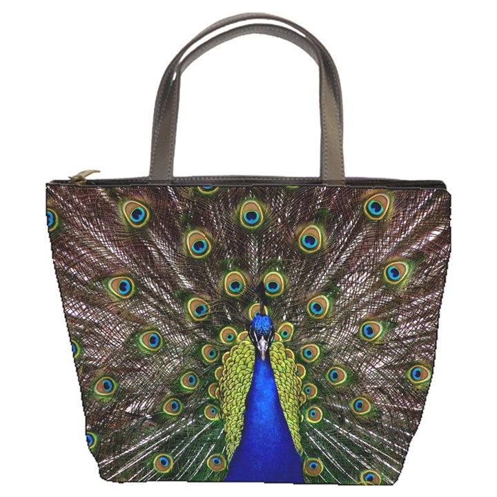 Peacock Bird Plumage Display Full Bucket Bag