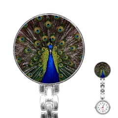 Peacock Bird Plumage Display Full Stainless Steel Nurses Watch by Wegoenart