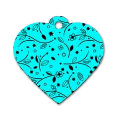 Pattern Flowers Flower Texture Dog Tag Heart (one Side) by Wegoenart