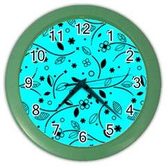 Pattern Flowers Flower Texture Color Wall Clock by Wegoenart