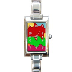 Liquid Forms Water Background Rectangle Italian Charm Watch by Wegoenart