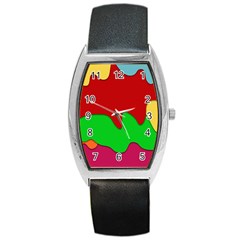 Liquid Forms Water Background Barrel Style Metal Watch by Wegoenart