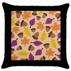 Acorn Autumn Background Boxes Fall Throw Pillow Case (black) by Wegoenart