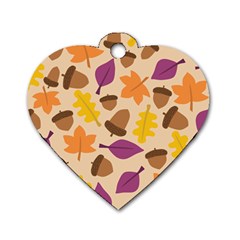 Acorn Autumn Background Boxes Fall Dog Tag Heart (one Side) by Wegoenart