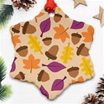 Acorn Autumn Background Boxes Fall Snowflake Ornament (Two Sides) Back