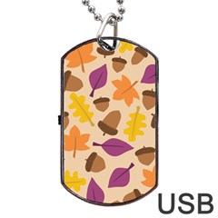 Acorn Autumn Background Boxes Fall Dog Tag Usb Flash (two Sides) by Wegoenart