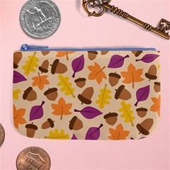 Acorn Autumn Background Boxes Fall Large Coin Purse by Wegoenart