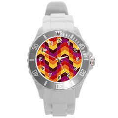 Geometric Pattern Triangle Round Plastic Sport Watch (l) by Wegoenart